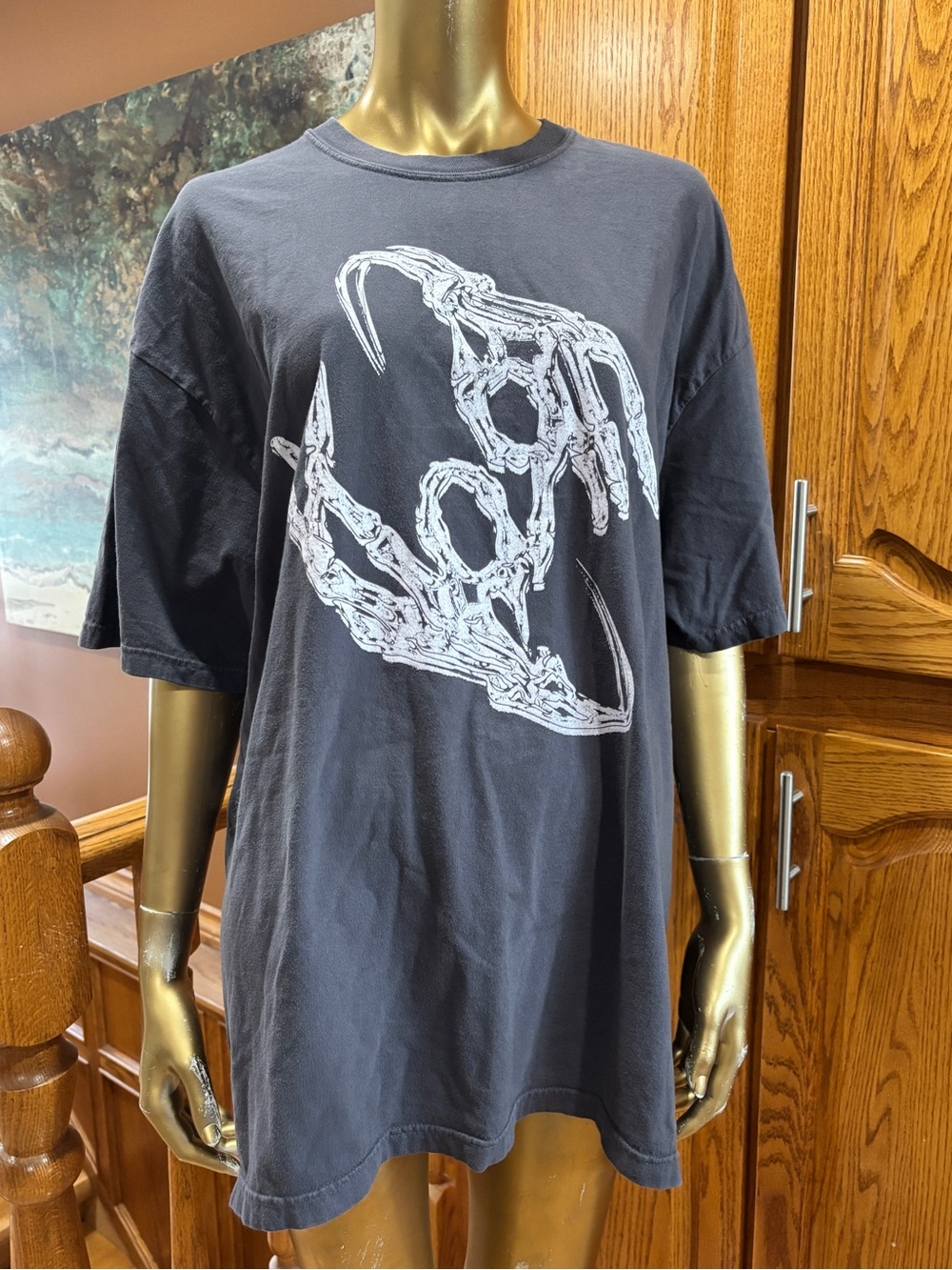 Washed Black Korn Short-Sleeve Graphic Crewneck T-Shirt